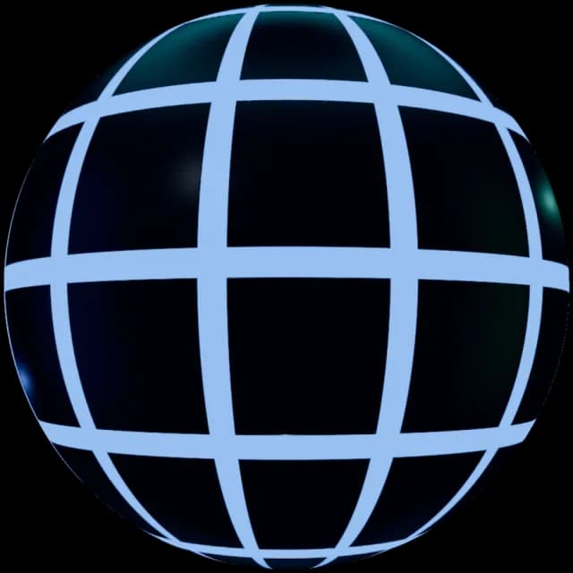 Il pianeta Web di Multiverbe, una sfera scura incisa da un reticolo cobalto